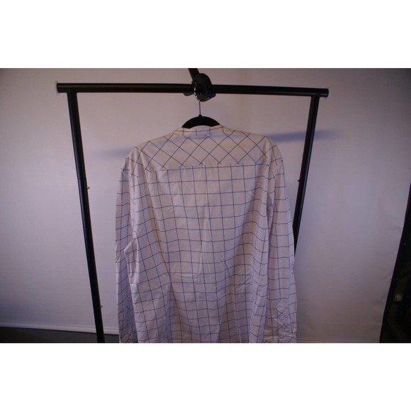 Asos Shirt Men's 2XL White Check Cotton Long Sleeve Button Up Grandad Collar - Picture 2 of 8